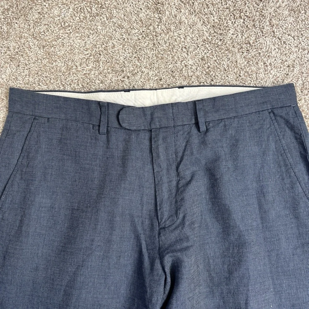 Vintage J Crew Pants Bowery Linen Blend 32x32 Navy Trouser Corpcore Preppy